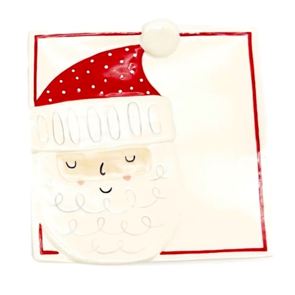 Christmas Santa Red White Decorative Ceramic Holiday Square Snack Serving Plate - Picture 4 of 4